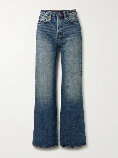  R13 R13 - Charlotte Distressed High-rise Bootcut Jeans - Dark Denim 