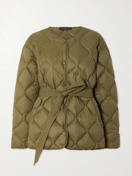  Rag & Bone Rag & Bone - Rudy Belted Quilted Shell Down Coat - Army Green 