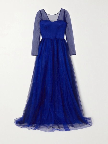  Rasario Rasario - Glittered Tulle Gown - Blue 