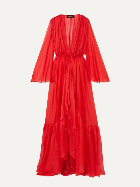  Rasario Rasario - Ruffled Silk-chiffon Jacket - Red 