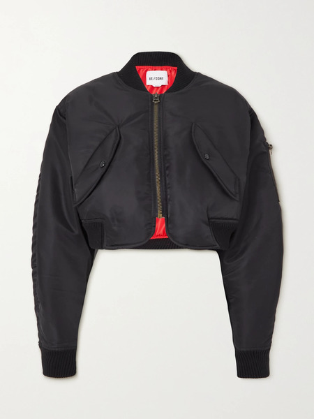  Re/done Re/done - Cropped Shell Bomber Jacket - Black 