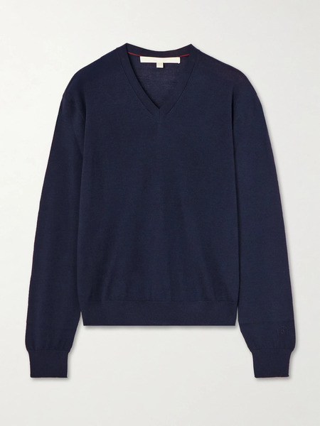  Rùadh Rùadh - Oscar Embroidered Merino Wool Sweater - Navy 