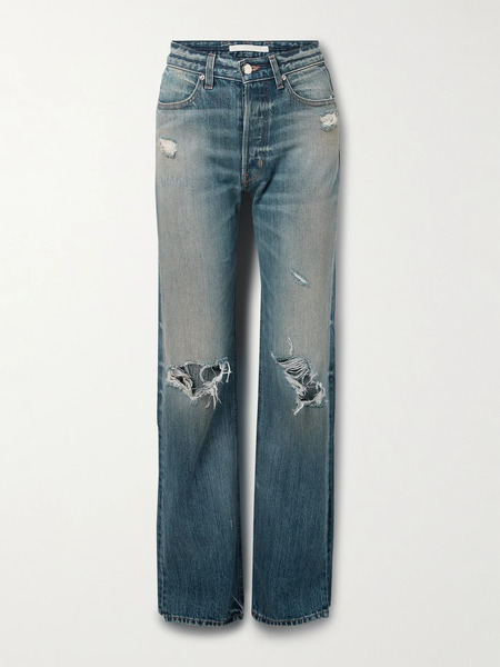  Rùadh Rùadh - The Agnes Distressed Mid-rise Straight-leg Jeans - Mid Denim 