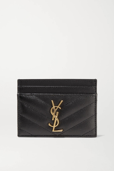 Saint Laurent Saint Laurent - Monogramme Quilted Textured-leather Cardholder - Black 