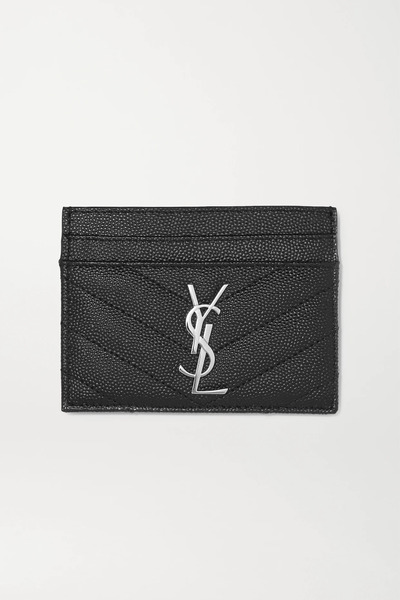  Saint Laurent Saint Laurent - Monogramme Quilted Textured-leather Cardholder - Black 