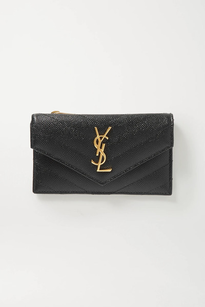  Saint Laurent Saint Laurent - Monogramme Quilted Textured-leather Wallet - Black 