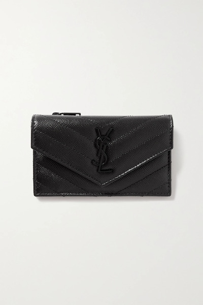  Saint Laurent Saint Laurent - Monogramme Quilted Textured-leather Wallet - Black 
