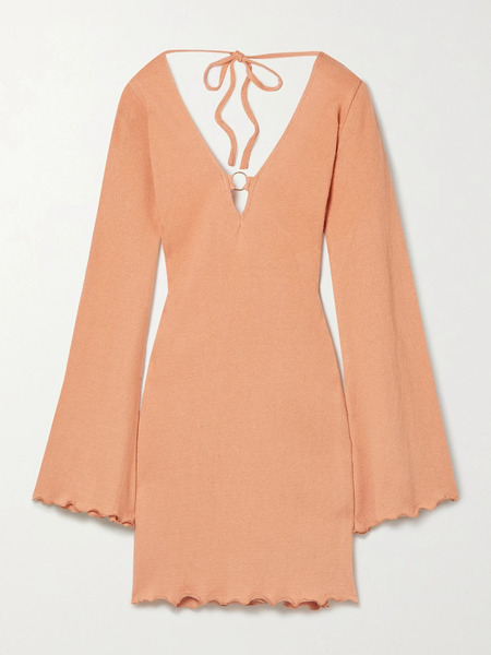  Savannah Morrow The Label Savannah Morrow The Label - + Net Sustain Yara Open-back Silk And Organic Cotton-blend Mini Dress - Pastel Orange 
