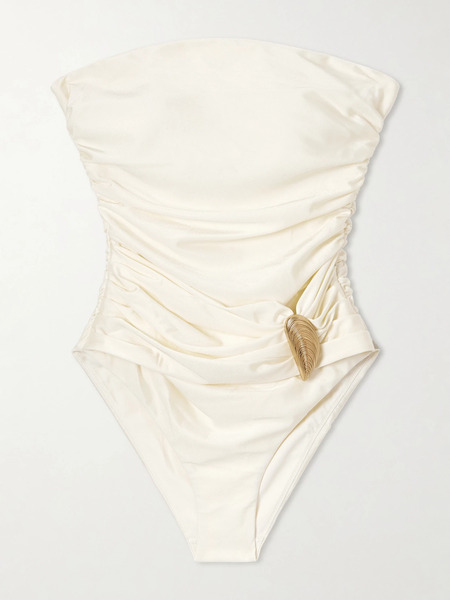  Simkhai Simkhai - Lorena Strapless Embellished Swimsuit - Cream 
