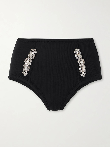  Simone Rocha Simone Rocha - Embellished Ribbed Shorts - Black 