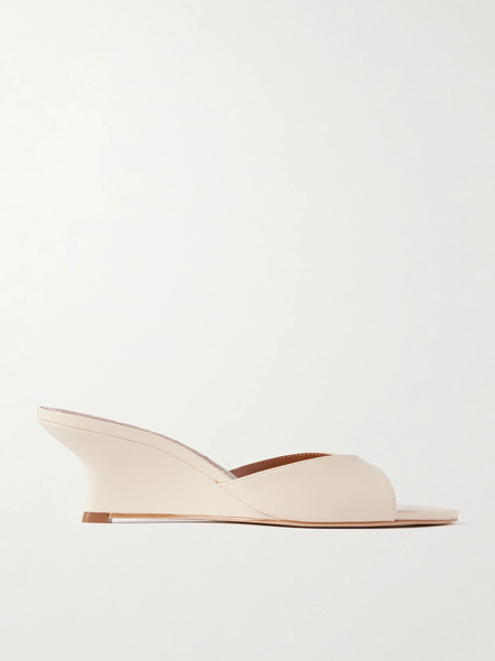  Staud Staud - Brigitte Leather Wedge Mules - Cream 