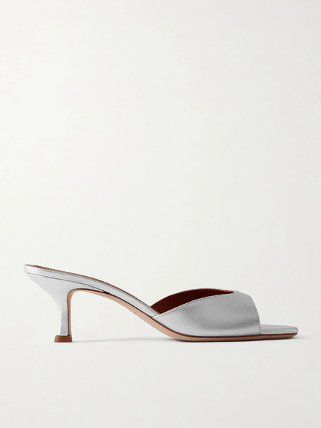  Staud Staud - Brigitte Metallic Leather Mules - Silver 