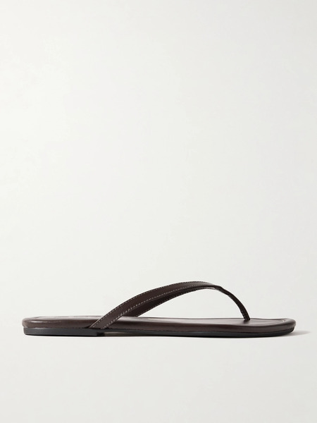  Staud Staud - Freja Leather Flip Flops - Dark Brown 