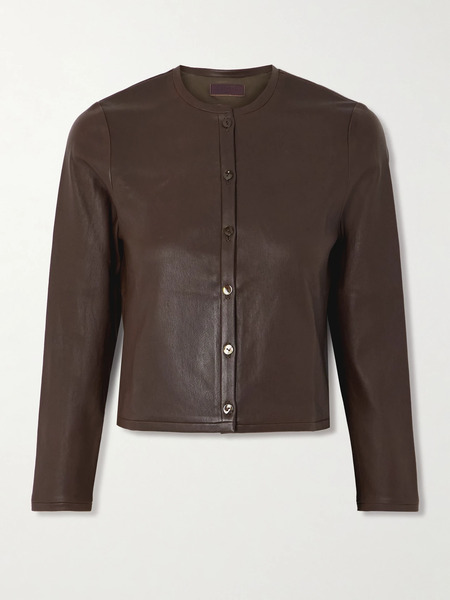  Stouls Stouls - Astrid Cropped Leather Cardigan - Brown 