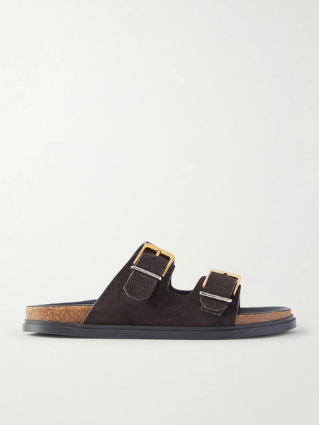  The Row The Row - Buckled Suede Slides - Brown 