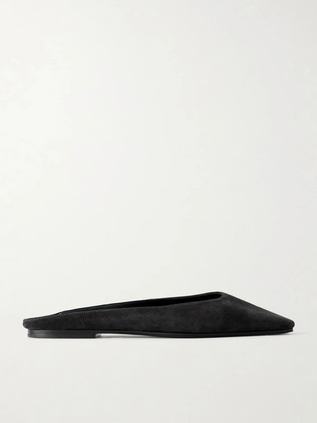  The Row The Row - June Suede Point-toe Mules - Black 