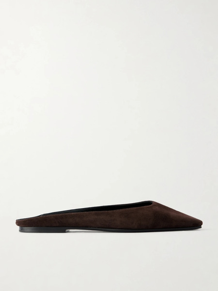  The Row The Row - June Suede Point-toe Mules - Dark Brown 