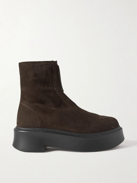  The Row The Row - Nobilis Suede Platform Ankle Boots - Brown 