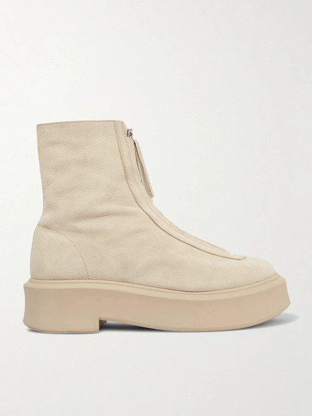  The Row The Row - Nobilis Textured-nubuck Platform Ankle Boots - Beige 