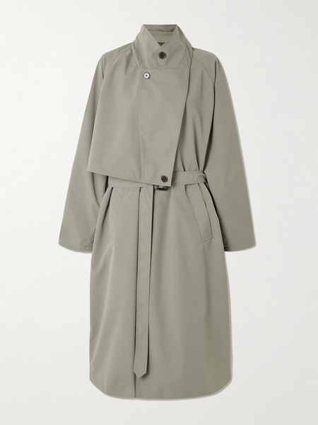  Tibi Tibi - Frank Belted Layered Shell Trench Coat - Stone 