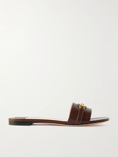  Tom Ford Tom Ford - Logo-embellished Leather Slides - Brown 