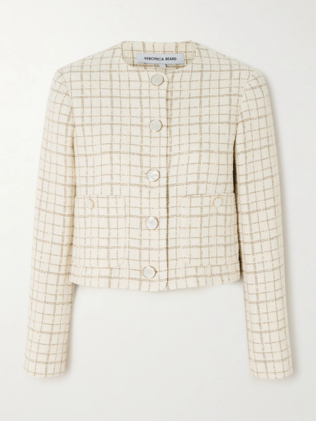  Veronica Beard Veronica Beard - Andrea Metallic Cotton-blend Tweed Jacket - Ivory 
