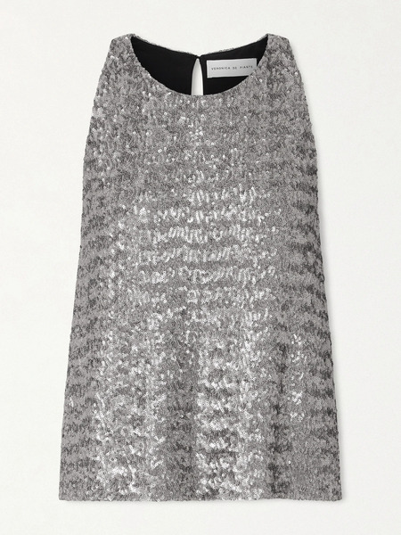  Veronica De Piante Veronica De Piante - Alizeh Sequined Gauze Top - Metallic 