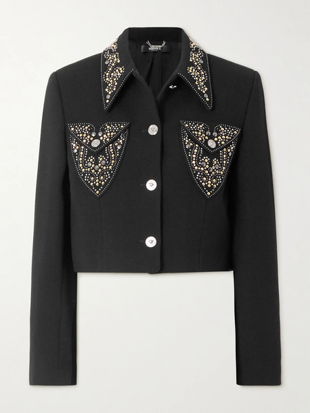  Versace Versace - Embellished Wool Jacket - Black 