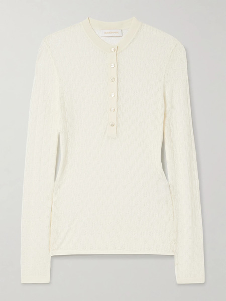  Zimmermann Zimmermann - Pointelle-knit Lyocell-blend Top - Off-white 