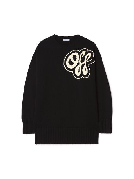  Off White Black Cotton Cashmere Script Sweater - Female  Black Xs 