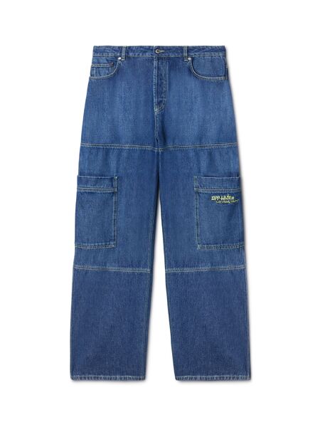  Off White Blue Irregular Cargo Jeans - Male Denim Blue 33 