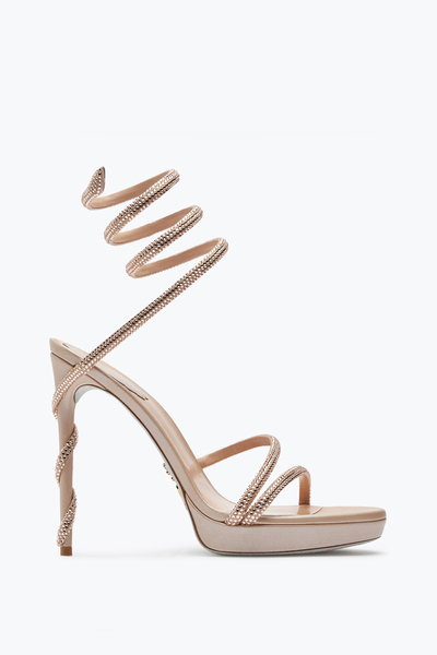  Ren&eacute; Caovilla Ren&eacute; Caovilla Sandalia Con Plataforma Margot De Color Beige Cascarón Y Cristales 120 Mujer  Nude 