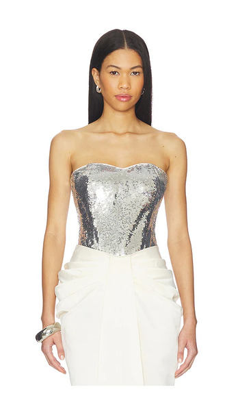  Afew Rahul Mishra Leotardo Con Lentejuelas En Color Metallic Silver, Grey Talla S  (también En Xl, Xs). 