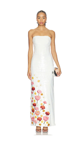  Afew Rahul Mishra Vestido Largo Con Corsé Y Lentejuelas En Color Blanco Talla L  (también En M, S, Xl, Xs). 