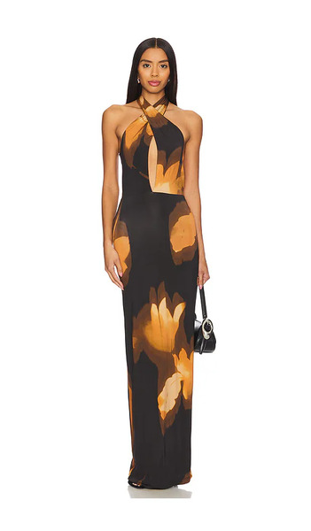  Afrm Maxi Vestido Frente Cruzado Genie En Color Negro Talla 1x  (también En 2x, 3x, L, M, S, Xl, Xs, Xxs). 