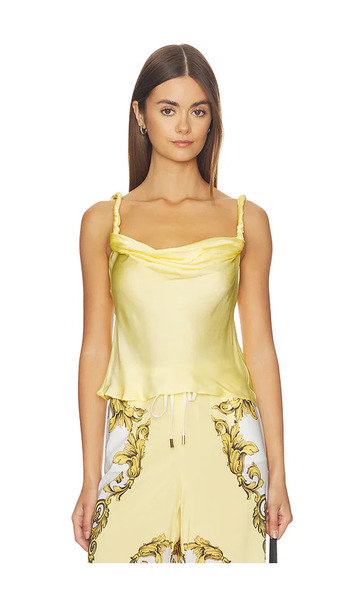  Alice + Olivia Monique Twist Strap Cowl Neck Tank En Color Amarillo Talla L  (también En M, S, Xl, Xs). 
