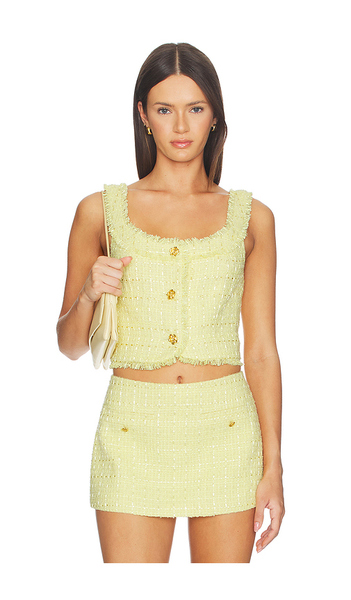  Alice + Olivia Shila Scoop Neck Button Down Corset Top En Color Amarillo Limon Talla 0  (también En 10, 12, 2, 4, 6, 8). 