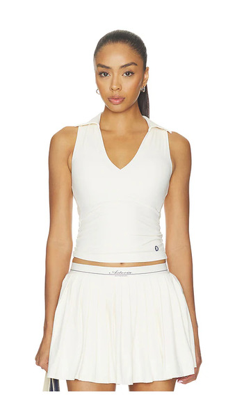  Astoria Top Tipo Polo Sin Mangas Polo Tank Top En Color Cream Coconut Milk Talla L  (también En M, S, Xs). 