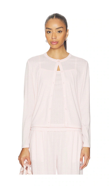  Barefoot Dreams Cárdigan Pointelle Rib Cardigan With Scallop Trim En Color Rosado Talla M  (también En S, Xl, Xs). 