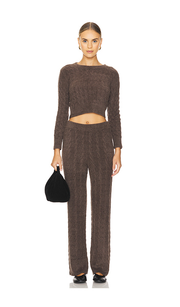  Barefoot Dreams Set Jerséis Barefoot Dreams Cozychic Lite Cable Pullover & Pant Set En Color Marrón Talla L  (también En M, S, Xl). 