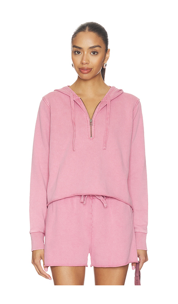  Bobi Sudadera Corta Con Media Cremallera Half Zip Crop Hoodie En Color Rose Talla L  (también En M, S, Xl, Xs). 
