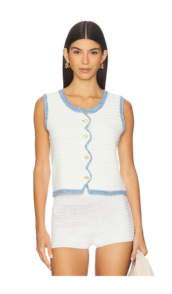  Central Park West Tank Top Con Borde En Forma De Concha Rose En Color Ivory Talla L  (también En M, S, Xl, Xs). 