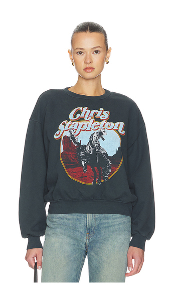  Daydreamer Sudadera Oversize Con Cuello Redondo Chris Stapelton Horse En Color Negro Talla L/xl  (también En S/m). 