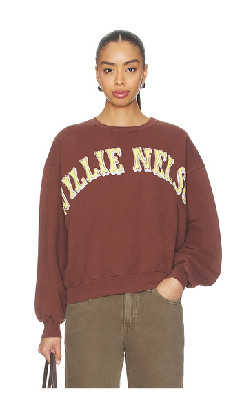  Daydreamer Sudadera Oversize Con Cuello Redondo Willie Nelson En Austin En Color Marrón Talla L/xl  (también En S/m). 