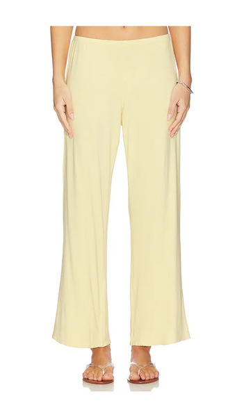  Donni. Pantalón De Canalé Fino Con Borde Ondulado En Color Amarillo Limon Talla L  (también En M, S). 
