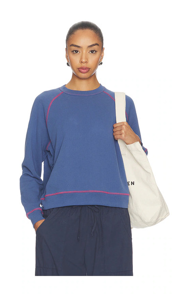  Donni. Sudadera De Felpa Ecológica Con Costuras En Contraste En Color Azul Talla L  (también En M, S, Xs). 