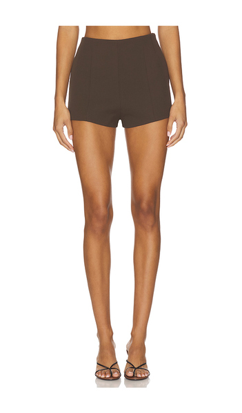  Eaves Naftali Polished Crepe Mini Shorts En Color Chocolate Talla L  (también En M, S, Xl, Xs, Xxs). 