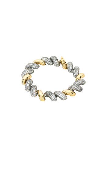  Eddie Borgo Brazalete De Cadena Small Two Tone Pavé Torsade En Color Metallic Silver, Metallic Gold Talla All . 