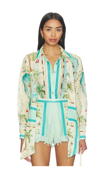  Falguni Shane Peacock Blusa Peacock Short And Blouse En Color Mint,blue Talla L  (también En M, S, Xs). 