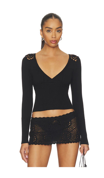  Frankies Bikinis Manga Arlo Cloud Knit Long Shirt En Color Negro Talla L  (también En M, S, Xs, Xxs). 